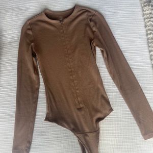 Abercrombie Ribbed Zip Up Bodysuit